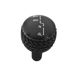 Transfer Case Shift Knob, Tire-tread Style, Billet Aluminum, Black Anodized, Jeep, Each