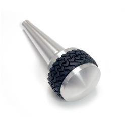 Transmission Shift Knob, Tire-tread Style, Billet Aluminum, Clear Anodized, Jeep, Automatic, Each