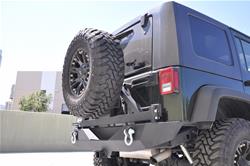 Bumper, Rear, with Tire Carrier, Steel, Black Textured Powdercoat, Jeep, Each