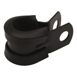 Hose Mounting Clamps, Cushioned P-Clamp, Aluminum, Matte Black Anodized, Rubber, -6 AN, Each