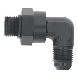 Fitting, Adapter, AN to Straight Cut O-ring, 90 Degree, Aluminum, Black Anodized, -6 AN, -6 AN, Each