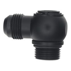 Fitting, Adapter, AN to Straight Cut O-ring, 90 Degree, Low Profile, Aluminum, Black Anodized, -10 AN, -10 AN, Swivel, Each