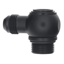 Fitting, Adapter, AN to Straight Cut O-ring, 90 Degree, Low Profile, Aluminum, Black Anodized, -10 AN, -8 AN, Swivel, Each