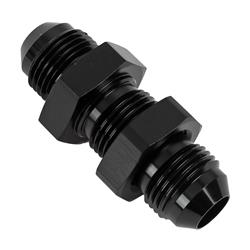 8AN Male Flare to 8AN Male Flare Bulkhead Adapter (Incl Nut), Anodized Matte Black