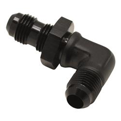 6AN Male Flare to 6AN Male Flare Bulkhead Adapter 90-Degree (Incl Nut), Anodized Matte Black