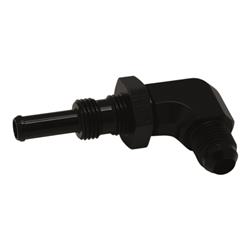 6AN Male Flare to 5/16 Inch Male Barb Bulkhead Adapter 90-Degree (Incl Nut), Anodized Matte Black