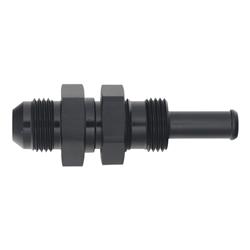 Fitting, Bulkhead Union, Straight, -8 AN, 3/8 in. Hose Barb, Aluminum, Black Anodized, Each