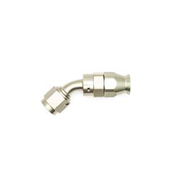 Hose Ends, PTFE Swivel, Reusable Swivel, 45 degree, -6 AN Size, Aluminum, Titanium Anodized, -6 AN Adapter Size, Female Threads, Each