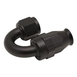 8AN Female Swivel 180-Degree Hose End PTFE (Incl 1 Olive Insert), Anodized Matte Black