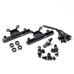 Fuel Rails, Side Feed to Top Conversion, Billet Aluminum, Black Anodized, with 1,500cc Injectors, Subaru, Kit