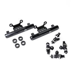 Fuel Rails, Side Feed to Top Conversion, Billet Aluminum, Black Anodized, with 2,200cc Injectors, Subaru, Kit