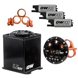 Surge Tank, Staged Surge Tanks, 5.5 LIters, Dual Stage, Aluminum, Black Anodized, DW200 Pumps, Kit