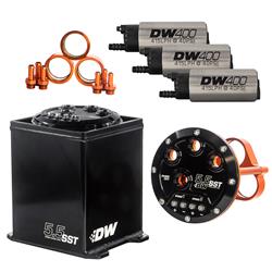 Surge Tank, Staged Surge Tanks, 5.5 LIters, Dual Stage, Aluminum, Black Anodized, DW400 Pumps, Kit