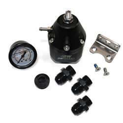 Fuel Pressure Regulator, Return, 30-120 psi, Aluminum, Black Anodized, -10 AN O-ring Female Inlet/Outlet, -8 AN O-ring Female Return, Each