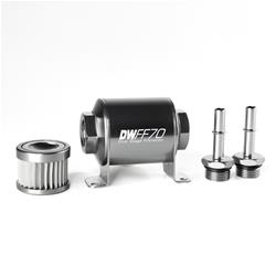 Fuel Filter, Inline Mount, Billet Aluminum, 10 Microns, 5/16 in. Male Quick-Connect, 70mm Length, Ford, Each