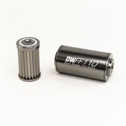 Fuel Filter, Inline Mount, Billet Aluminum, 10 Microns, -10 AN O-Ring Inlet/Outlet, 110mm Length, Each