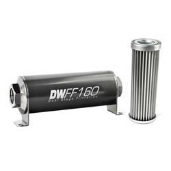 Fuel Filter, Inline Mount, Billet Aluminum, 5 Microns, -8 AN Female O-Ring Inlet/Outlet, 160mm Length, Each