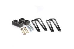 Leaf Spring Blocks, Rear Axle Position, Steel, 2.00 in. Thick, U-bolts, Chevy, GMC, Kit