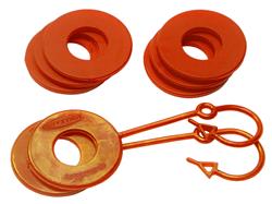 D-Ring Locking Washers, Polyurethane, Fluorescent Orange, 3/4 in. Shackles, Set of 8
