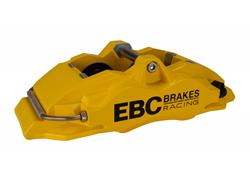 Brake Caliper, EBC Apollo, Aluminum, Right, Leading Position, Yellow, for use with 32mm Thick Rotor, Each
