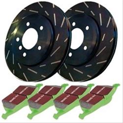 Brake Rotors, Stage 2 Sport, Slotted Surface, Black Geomet Coated, Organic Pads, Rear, Nissan, Kit
