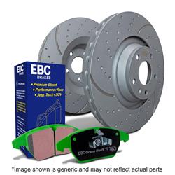 Brake Rotors, Stage 3, Slotted and Dimpled Surface, Black Geomet Coated, Pads, Front, Ford, Lincoln, Kit