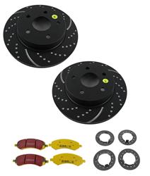 Brake Rotors, Stage 5 Superstreet, Black Geomet Coated, Pads, Front, Chrysler, Dodge, Ram, Kit