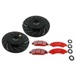 Brake Rotor and Pad Combos, Stage 8 Kits Extra-Duty Pads and GD Rotors, Slotted/Dimpled Surface, Ceramic Pads, Orangestuff, Front, Chevy, GMC, Kit