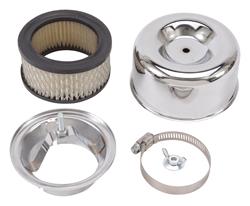 Air Filter Assembly, Chrome, 4 21/32 in. Diameter, 2 5/8 in. Inlet Diameter, 3.125 in. Filter Height, Each.