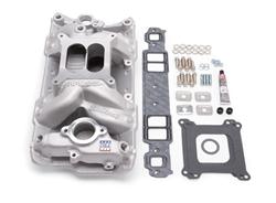 Intake Manifold, Performer RPM Air-Gap, Aluminum, Natural, Square Bore, Bolts, Chevy, Small Block, Kit