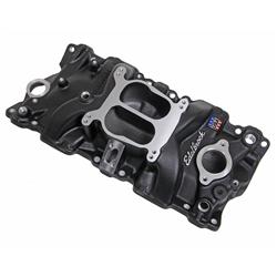 Intake Manifold, Performer, Dual Plane, Aluminum, Black, Square/Spread Bore, Chevy, 5.0, 5.7L, Each