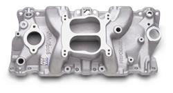 Intake Manifold, Performer, Dual Plane, Aluminum, Natural, Square/Spread Bore Flange, Chevy, 5.0/5.7L, Each