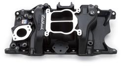 Intake Manifold, Performer, Dual Plane, Aluminum, Black, 4-barrel Mounting, Non EGR, Chrysler, Small Block