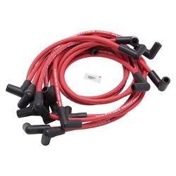 Spark Plug Wires, Max-Fire Ultra Spark, Spiral Core, 50 ohms, 8.5mm, Red, 90 Degree Boots, GM V8, SB, Set