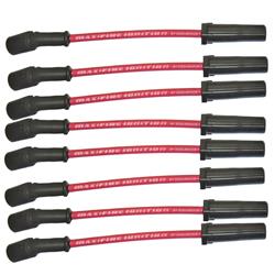 Spark Plug Wires, Max-Fire Ultra-Spark 50, Spiral Core, 50 ohms, 8.5mm, Red, Trucks, Buick, Cadillac, Chevy, GMC, Hummer, Saab, Small Block LS, Set