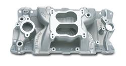 Intake Manifold, Performer Air Gap, Dual Plane, Aluminum, Natural, Square/Spread Bore, Chevy, Small Block, Each