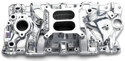 Intake Manifold, Performer EPS, Dual Plane, Aluminum, Polished, Square Bore, Chevy, Small Block, Each