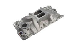 Intake Manifold, Performer EPS, Dual Plane, Aluminum, Natural, Square Bore, Chevy, Small Block, Each