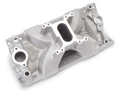 Intake Manifold, Victor Jr., Single Plane, Aluminum, Natural, 2-Barrel, Chevy, Small Block, Each