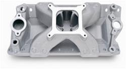 Intake Manifold, Super Victor 23 degree, Single Plane, Aluminum, Natural, Square Bore, Chevy Small Block, Each