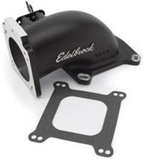 Throttle Body Elbow, Low Profile, Aluminum, Black, 90mm Throttle Body to Square-Bore Flange, Ford, GM, Each