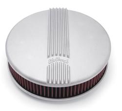 Air Cleaner Assembly, Classic Series, 14 in. Round, Aluminum, Satin, Edelbrock Logo, 3.900 in. Height, Each