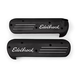 Ignition Coil Covers, Aluminum, Black Powdercoated, Edelbrock Logo, Chevy, 4.8L, 5.3L, 6.0L, Pair