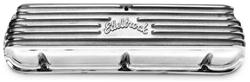 Valve Covers, Classic, Cast Aluminum, Polished, Ribbed Top w/Edelbrock Logo, Ford, Small Block Windsor, Pair