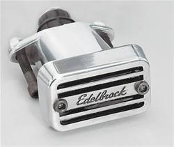 Valve Cover Breather, Elite Series, Bolt-On, Top-Mount, Rectangular, Aluminum, Polished, Edelbrock Logo, Each