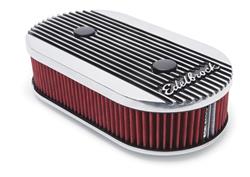 Air Cleaner Assembly, Elite II Series, Oval, Dual Quad, Red Cotton Gauze, Pro-Charge Stripe, Polished, Each