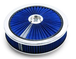 Air Cleaner Assembly, Pro-Flo, Round, 14 in., Blue Cotton Gauze, Pro-Charge Stripe, Chrome Trim, Each