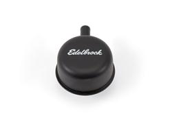 Valve Cover Breather, Signature Series, Push-In, Round, Steel, Black, Edelbrock Logo, Each
