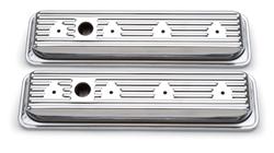 Valve Covers, Signature Series, Centerbolt, Low-profile, Steel, Chrome, Chevy, 305, 350, Pair