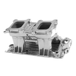 Intake Manifold, Street Tunnel Ram, Aluminum, Polished, Dual Square Bore, Chevy, Small Block, Each